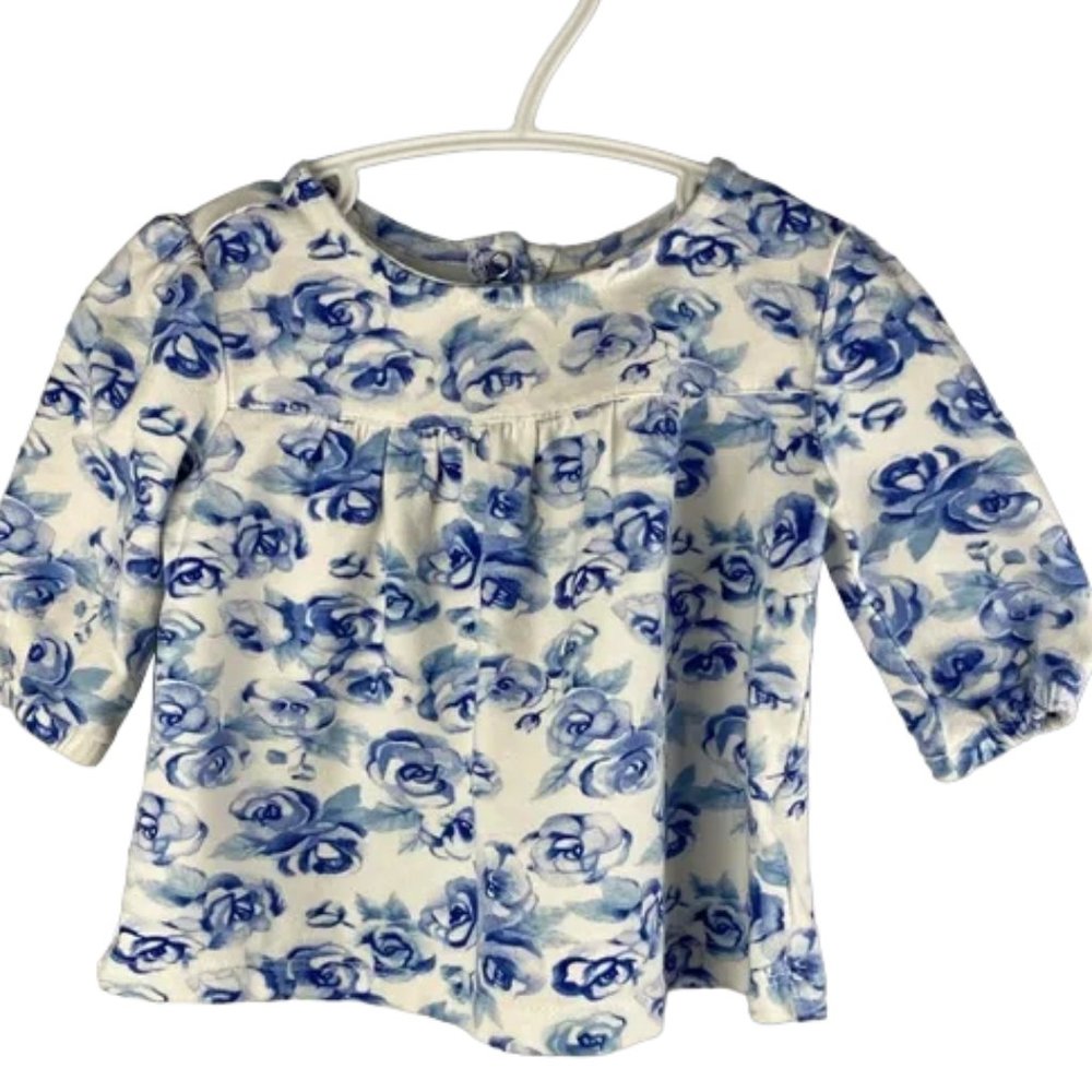 Joe Fresh Allover Rose Print Long Sleeve Top size 6-12 Months